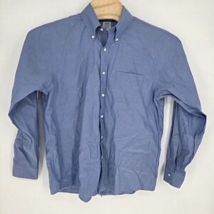 Brooks Brothers Shirt Mens 16 - 35  Blue Solid Non Iron Stretch Button Down Exec